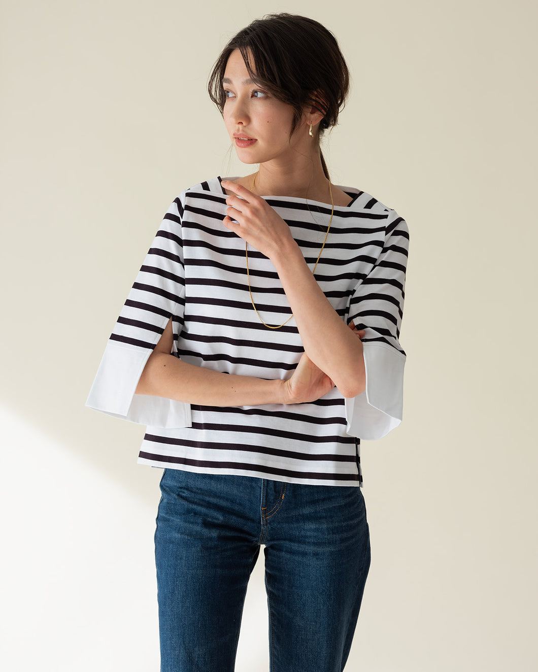 French border half sleeve pullover