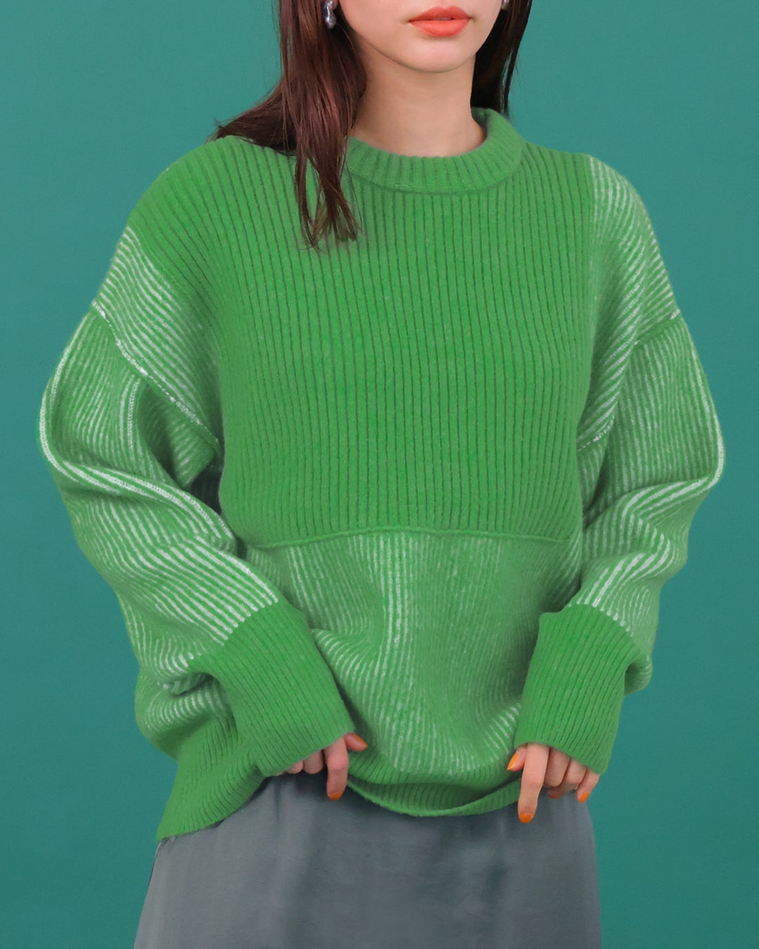 Panel change knit pullover