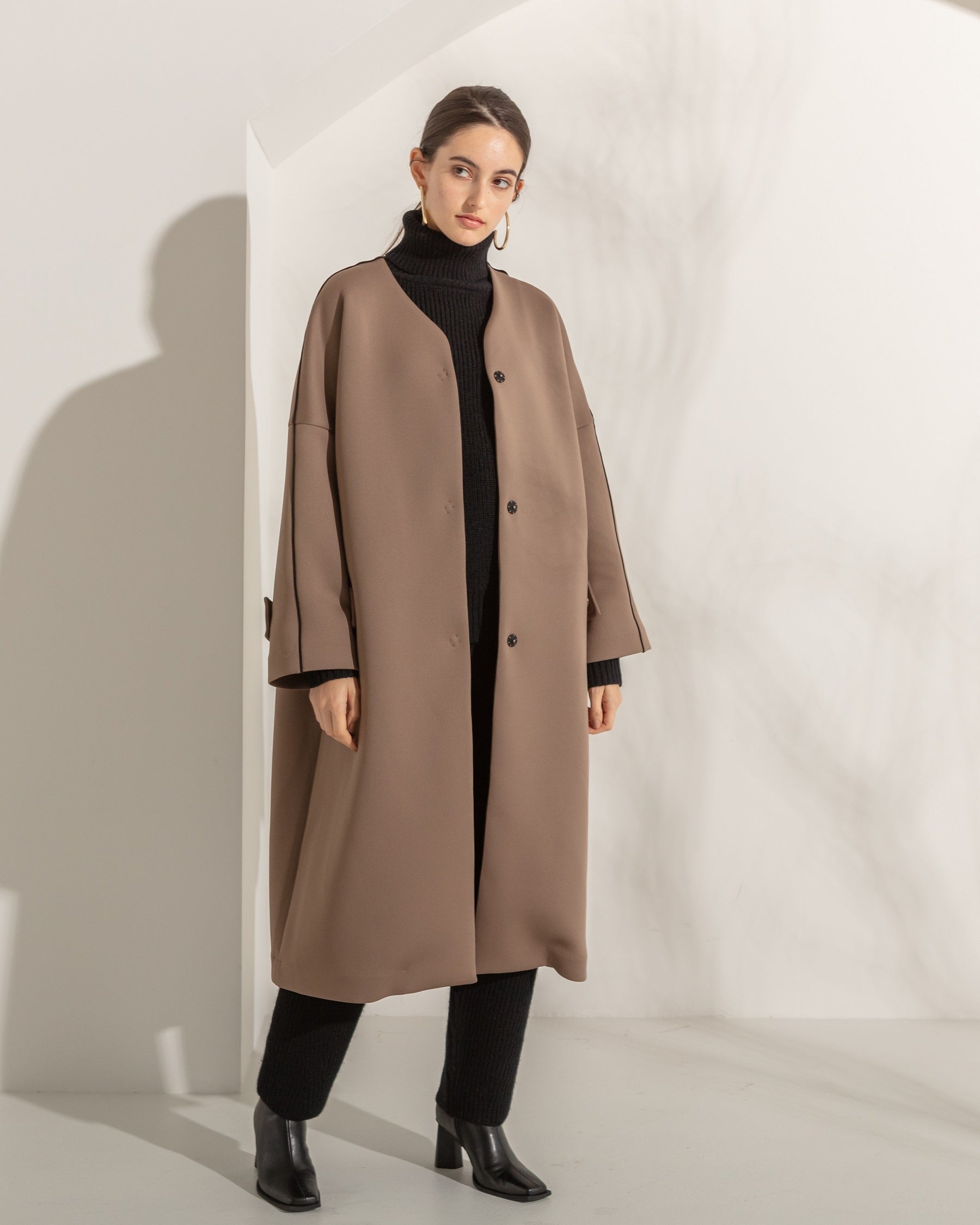 季節感秋冬'NUE made' bonding coat ボンディングコート 黒 - ロングコート
